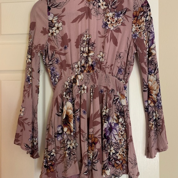 Lavender flora romper with tie front - Picture 2 of 2